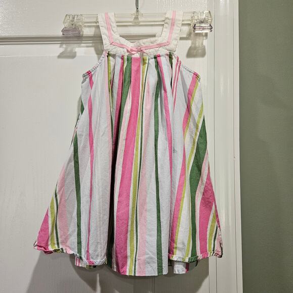 Gymboree White, Pink, and Green Striped‎ Dress Size 2T - Picture 1 of 7